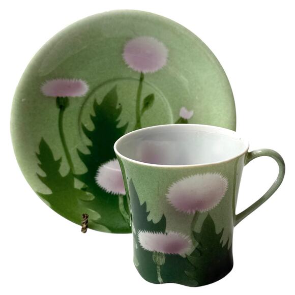 Japanese Nishiura Ware TEA CUP & SAUCER SET Bone China Pom Pom Chrysanthemum - Picture 2 of 7